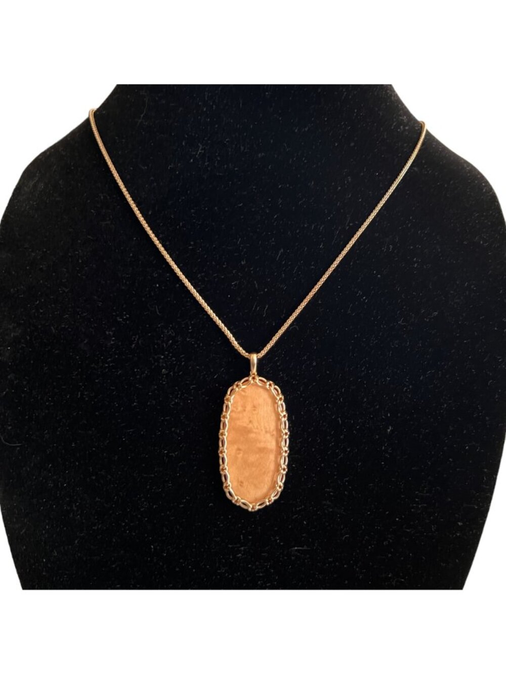 NWT Kendra Scott Macramé Reid Statement Necklace in Blush Wood 14k Rose Gold - Picture 4 of 15